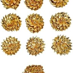 Gota Patti Flowers for Decoration & Craft (Gold, Pack of 10) – Appliques for DIY Projects, Rajasthani Handmade Embellishments for Sarees, Suits, Accessories, Aarti Thalis & Festive Decor-image-39