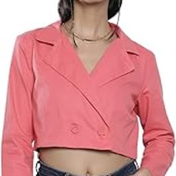 Women's Crop Blazer Comfort Fit Jacket-image-52