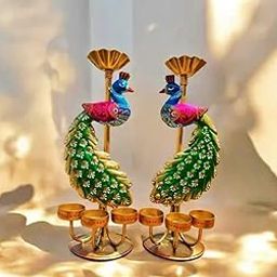 HIMMART Elegant Metal Peacock Candle Holder Double Side | Handpainted Tealight Holder for Diwali Decoration | Intricate Festive Home Decor Showpiece | Artistic Candle Stand for Pooja or Gift-image-69