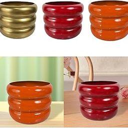 ATORSE Iron Plant Pot 10.6 inch Flower Pot Round Decorative Vase Art Craft Ornament Gold-image-27