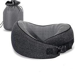 SHOPPOFOBIX The Travel Pillow Pure Memory Foam Neck Pillow, Comfortable & Breathable Cover, Machine Washable, Rest Cushion for Travel in Flight car Train Airplane Bag (Black)-picture-20