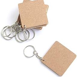 Vibhansh Creations Pack of 20 Round Shaped (2 Inch Diameter|3.2 mm Thick)MDF(Wood)Key Chains Sheet Craft Plain for Painting Wooden Craft-Decoupage MDF Plains,Resin Art Work&Decoration (Square)-8