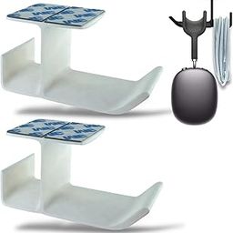 SRS® Under Desk Headphone Stand with Cable Organizer Storage Options | Headphone & Cable Hook Holder Hanger | Stick-ON Adhesive with Surface Cleaning Wipes (White, Pack of 2)-picture-12