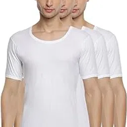 ramraj cotton Pack of 3 Men's White Round Neck Half Sleeve Cotton Undershirt Vest(White_7;100)-picture-38