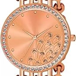 Analog Gold Women's Peacock Watch with Crystal Accents, Metal Bracelet-image-44
