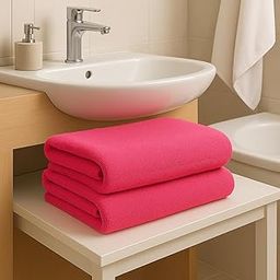 ZERAYA Premium Cotton Bath Towels Set of 2 – 30 x 60 Inches – Ultra Soft & Quick Dry – High GSM Absorbent Towels in Pink – Ideal for Bathroom, Spa & Gym (Pink)-image-46