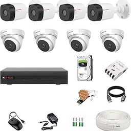 8 Channel DVR + 5MP 4 Dome & 4 Bullet Cameras with Audio Recording (Day/Night Vision) + 2TB HDD + Copper Cable Roll (1+3) + CLOCITE 8 CH Power Supply + BNC & DC Full Combo Kit-17
