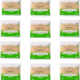 Raghunandan Premium 100% Pure & Soft Cotton Ear Buds/Swabs with Bamboo Stick (100 Sticks & 200 Tips) | Eco-Friendly, Biodegradable & Natural Multi-Functional Double Tip Ear Cleaning Buds for Adults/Kids - Pack of 12-image-92