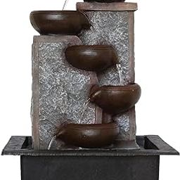 DHAANYA Metallic Indoor Five Bowls Tabletop Waterfall Fountain (27 X 27 X 42 Cm)-18