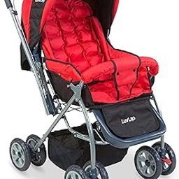 LuvLap Starshine Baby Stroller/Pram for 0 to 3 Years, New Born/Toddler/Kid, Lightweight, Adjustable backrest, 360° Swivel Wheel, Large Storage Basket, Reversible Handlebar (Red)-29