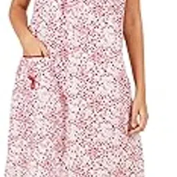 breezly Woman's Long Short Calf Length Pure Cotton Nighty Red-picture-43