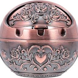 Lucario Windproof Ashtray with Lid, Desktop Metal Cigarette Ashtray Holder for Indoor or Outdoor Use, Unique Tobacco Ashtray for Patio/Outside/Office/Home Decor-image-7