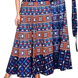 Premium Cotton Wraparound Skirt for Women (Dark Blue 9, Free Size)-image-99