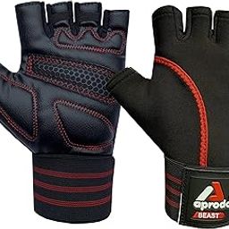 Aprodo Beast-Fitness Training and Workout Weight Lifting Gym Gloves, with Wrist Support, Unisex, Free Size (Black RED)-image-95