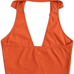 Round Neck Sleeveless Polo Crop Backless Ribbed Top-image-48
