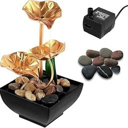 Metal Tabletop Fountain Lotus Leaf Relaxation Fountains Desktop Small Waterfall Fountain Indoor Water Feature Circulating Water Ornaments for Home Office Decor-image-1