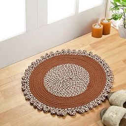 FINE TEX WORLD Round Shape Doormat Polypropylene Antiskid, Reversible & Washable Door Mat for Living Room, Bedroom & Balcony (45 CMS Round)-image-5