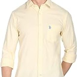 Mens Cotton Solid Oxford Fs Regular Fit Shirts (Usshtfx0015_Yellow_Medium)-image-34