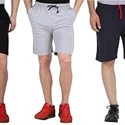 MADMAN Mens Shorts Combo of 3- Black,Grey,Navy-M Size-image-4