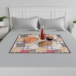 Kuber Industries Food Mat | Bedsheet Protector for Home | Reversible Bed Server Mat | Barik Flower Mattress Protector for Home | Food Mat for Kids | 92 cm | Black-image-72