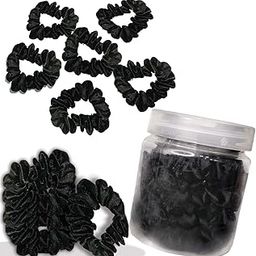 (6 pcs) Silk Satin Scrunchies For Women & Girls with Box - Stylish Luxury Ponytail Rubber Band Ties for Hair - Black (MN03)-image-8