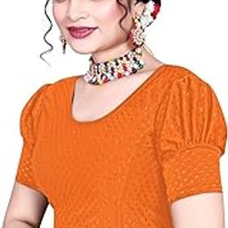 Women's Lycra Stretchable Readymade Blouse with Puff Sleeve Style-image-42