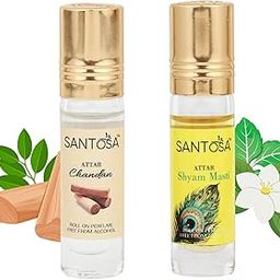 Santosa Chandan (Sandalwood) & Shyam Masti Attar Roll-On Perfume | 6ml Each | Alcohol-Free Itra/Ittar for Men & Women | Long-Lasting Traditional Scent for Daily Use & Pooja-picture-26