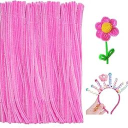 FirstKitchen Pipe Cleaners Craft, 100pcs Pink Pipe Cleaner for Craft, 0.23"X12" Plush and Pliable Bouquet Chenilles Stems Pipe Cleaner, Valentine's Day Craft Pipecleaners for Flowers DIY Arts Crafts-image-10
