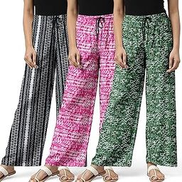 Relax Fit Payjama with Floral Prints, Breathable Cotton Fabric with Drawstring Waistband Closure, for Women|Printed Payjama|Pack of 3-image-62
