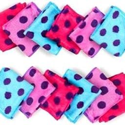 Pack of 12 Pcs Handkerchief for Kids, Girls, Small Size Face Towel/Rumal | Soft & Super Absorbent Microfiber Hanky for Girl's, Baby Shower, Rakhi GITS, School (25 * 25 CM) (Golden Heart Print Hanky)-15