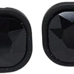 Black Cushion-Cut Crystal Stud Earrings with Matte Black Setting-29