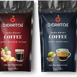 CHERRITOS Dark Roast Coffee, Apple Spiced Ginger Coffee Zesty Cardamom, No Artificial Flavoring, No Preservatives, 50 Gms Each (Set of 2)-image-53