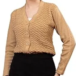 axorra - let's flex Women’s Woolen Cardigan Sweater | Stylish V-Neck Front Open Button-Down Winter Wear | Long Sleeve Knit Casual Warm Cardigan for Ladies & Girls-picture-6