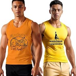 Men's Round Neck Gym Vest | Men Vest Gym | Men Vest Combo 2 | Polyester Printed Vest Pack of 2 | Stylish & Comfortable Vest |Regular Fit Sleeveless Gym Vest for Men (Pack of 2)-image-117