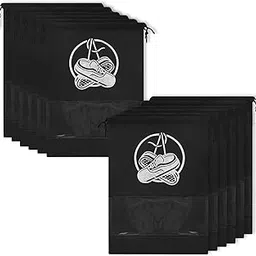 billebon Premium Shoe Pouch Transparent Non Woven Fabric Shoe Cover for Travelling (Shoe Bag Combo) (Black Pack of 12)-picture-1