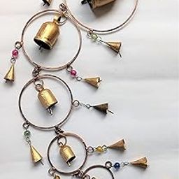 MIRAMAYEE Array of Bells Wind Chime for Home Decoration and Gifting (Antique Gold Hanging)-18