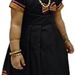 Mom and Me Baby Girls' Black Khan Dress Traditional Elegant Frock for Ages 0-5 Years| Perfect for Makar Sankranti Pongal Pedda Panduga BOR Nahan-image-38