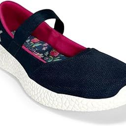 Women Navy Floral Comfortable Lightweight Ballerinas Flats -8 UK-image-53
