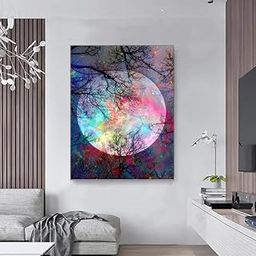Shopping Mart 30x40cm Bright Moon Diamond Painting Kit - 5D Diamond Painting for Adults & Kids - Super Moon Night Scene Art Wall Hanging for Home Decor-image-30
