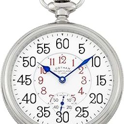 Men's Stainless Steel Mechanical Hand Wind Railway Classic Nostalgia Series Pocket Watch # GWC14124S, Silver, Pocket Watch-image-85