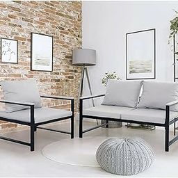 Design HUB1 Living Room Metal Sofa Set Sectional Sofa Couch Armchair Leather Modern Furniture-image-46