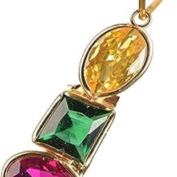 14k Hallmark Gold Spring Pendant for Girls Women (Multi-Color Polki Stone)-image-49