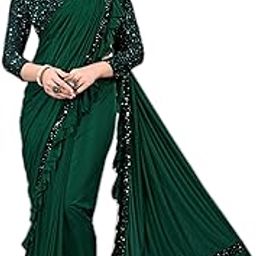 Women's Solid Saree With Unstitched Blouse House_RTW-GREEN_1893-picture-1