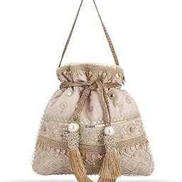 by Q-One Embroidered Silk Potli Bags - Handcrafted for Weddings, Festive Season & Special Occasions with Beads and Sequins - Made in India-image-74