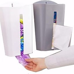 MosQuick® Garbage Bag Holder Grocery Bag Holder Plastic Bag Holder for Kitchen Plastic Bag Dispenser Garbage Bag Storage Box Wall Mounted Table top polythene Holder polythene Holder for Kitchen White-10