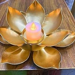 ISHAANCHI Golden Steel Tealight Holder - 7 x 3 x 7 Inches, Elegant Candle Stand for Home Decor-4