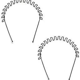 Men Women Zig Zag Tooth Metal Headband Hair Band (Zed Black) (Set Of 2)-5