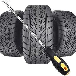 2 in 1 Car Tire Cleaning Hook,Tyre Remover Tool,Tyre Stone Picker for Motor Bike Truck Car, Wheel Remover Stone Hook with Solid Rubber Handle-73