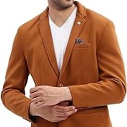 Men's Brown Single-Breasted Slim Fit Blazer with Notch Lapel-BI-Metty_Brown-image-75