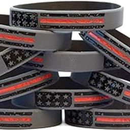 10 Vintage Flag Thin RED Line Wristbands-image-73